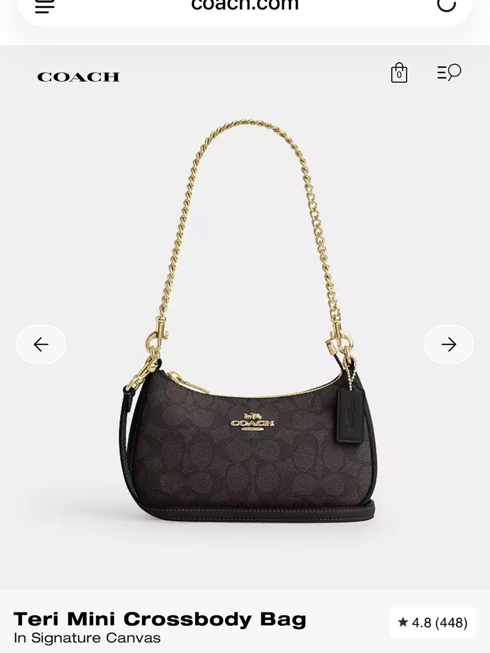 Coach Teri Mini Crossbody Bag in Signature Dark Brown with Gold Hardware